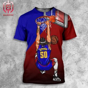 Drawing Cartoon Poster Aaron Gordon 50 Denver Nuggets At NBA Playoffs 2023-2024 All Over Print Shirt