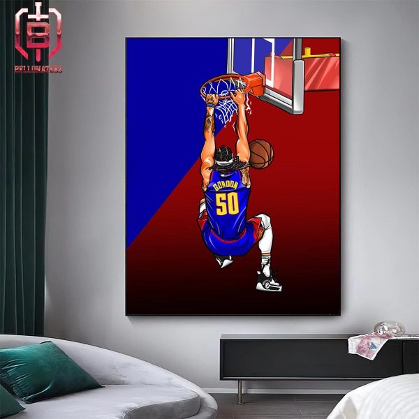 Drawing Cartoon Poster Aaron Gordon 50 Denver Nuggets At NBA Playoffs 2023-2024 Home Decor Poster Canvas