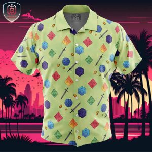 Dungeons and Dragons Dice Pattern Beach Wear Aloha Style For Men And Women Button Up Hawaiian Shirt