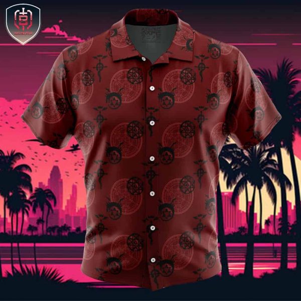 Edward V1 Fullmetal Alchemist Beach Wear Aloha Style For Men And Women Button Up Hawaiian Shirt