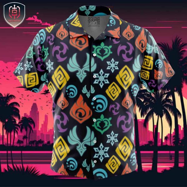 Elemental Visions Genshin Impact Beach Wear Aloha Style For Men And Women Button Up Hawaiian Shirt