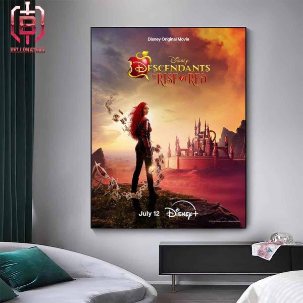 First Poster For Descendant The Rise Of Red Releasing On Disney Plus On July 12 Home Decor Poster Canvas