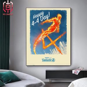 First Poster Of The Human Torch In Fantastic Four In Theaters On July 25 2025 Home Decor Poster Canvas