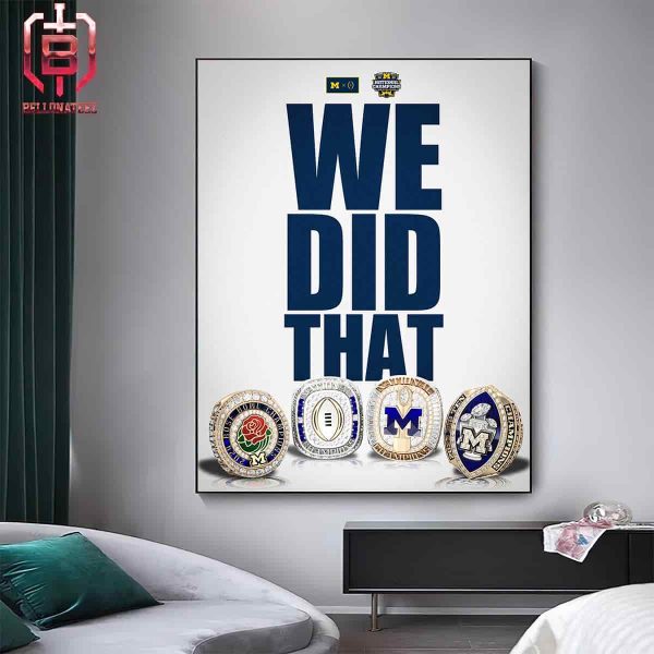 Four Rings In History Of College Football National Champions Michigan Wolverines Home Decor Poster Canvas