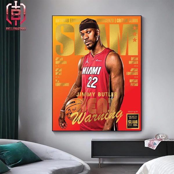 Gold Metal Jimmy Butler Miami Heat On Slam 249 Lastest Issues Cover Heat Warning Home Decor Poster Canvas