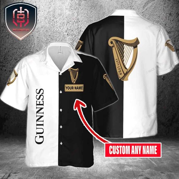 Guinness Beer Design On Tropical Hawaiian Shirt