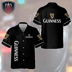 Guinness Beer Full Blakc Aloha Hawaiian Themed Vacation Shirt