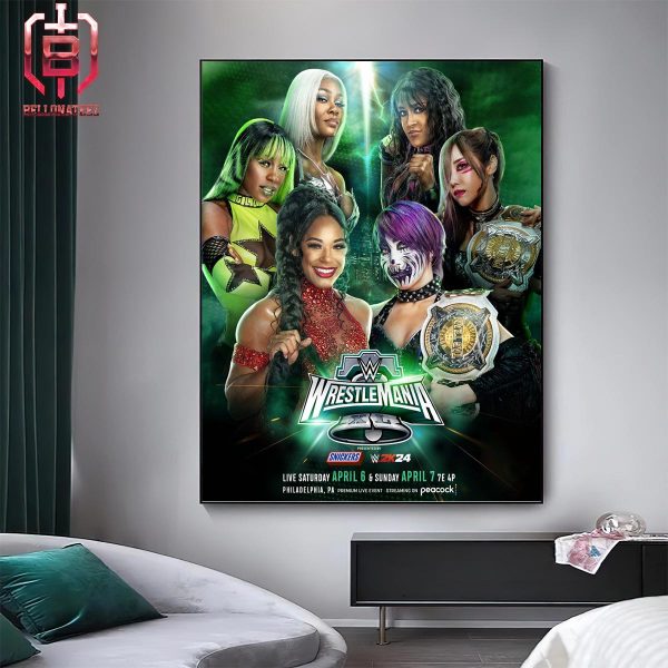 Jade Cargill Bianca Belair And The Trinity Fatu Will Battle Asuka Kairi Sane And Charlie Girl At WrestleMania XL Home Decor Poster Canvas