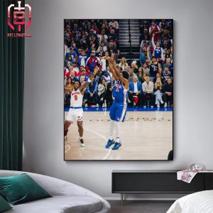 Joel Embiid Lead The Philadelphia 76ers Come Back In Game 3 With Knicks With 50 Points Home Decor Poster Canvas