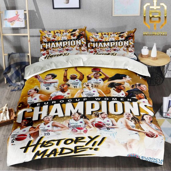 London Lions EuroCup Women Champions 2024 History Made Bedroom Decor Bedding Set