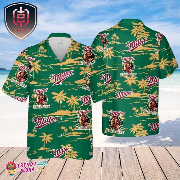 Miller High Life Hawaiian Beach Pattern Shirt Summer Beer Hawaiian Shirt