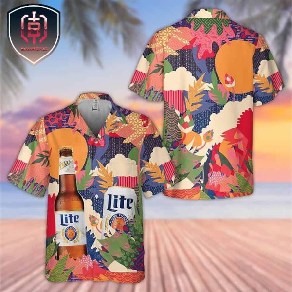 Miller Lite Beer Colorful Hawaii Aloha Shirt Beer Hawaiian Shirt