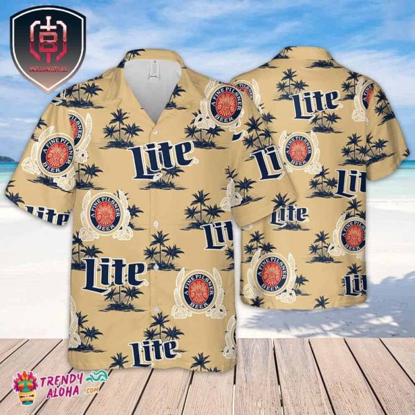 Miller Lite Hawaiian Coconut Island Pattern Hawaiian Beer Lover Shirt Classic Flowers Beer Aloha Shirt