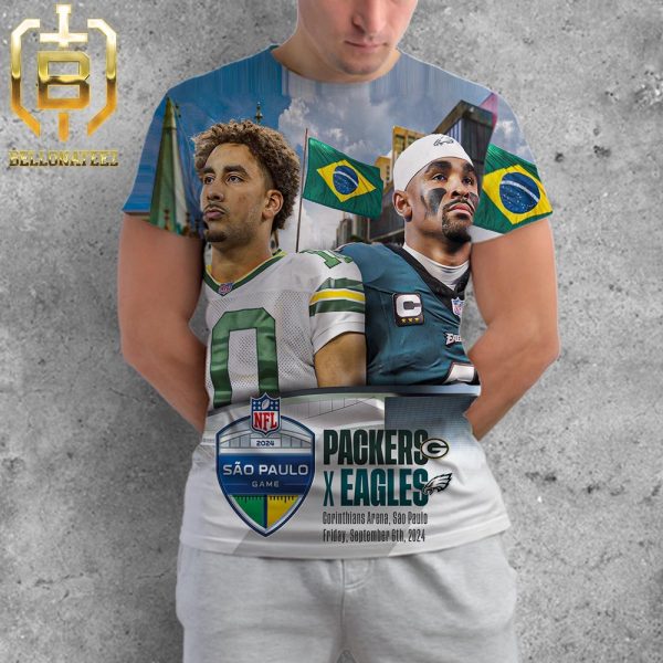 NFL Brasil First Ever Regular Season Game Packers X Eagles Corinthians Arena Sao Paulo Friday September 6th 2024 All Over Print Shirt