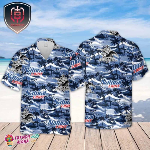 Natural Light Hawaiian Sea Island Pattern Hawaiian Shirt Summer Beer Hawaiian Shirt