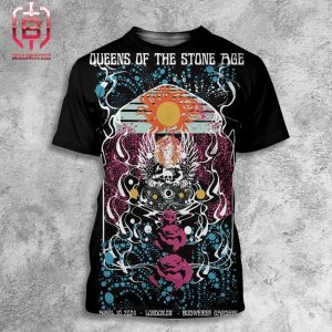 New Poster Of Queens Of The Stone Age At London On Budweiser Gardens On April 10th 2024 All Over Print Shirt