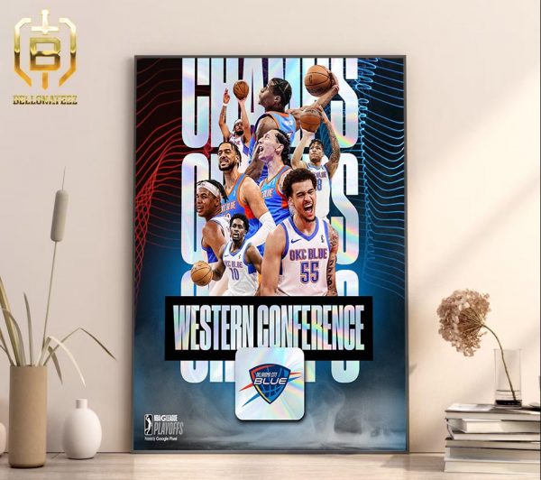 OKC Blue Oklahoma City Blue 2023 2024 NBA G League Finals Western Conference Champions Home Decor Poster Canvas