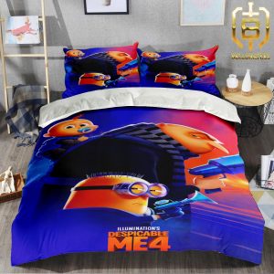 Offical Poster Despicable Me 4 Illuminations Only In Theaters July 3rd 2024 Bedroom Decor Bedding Set