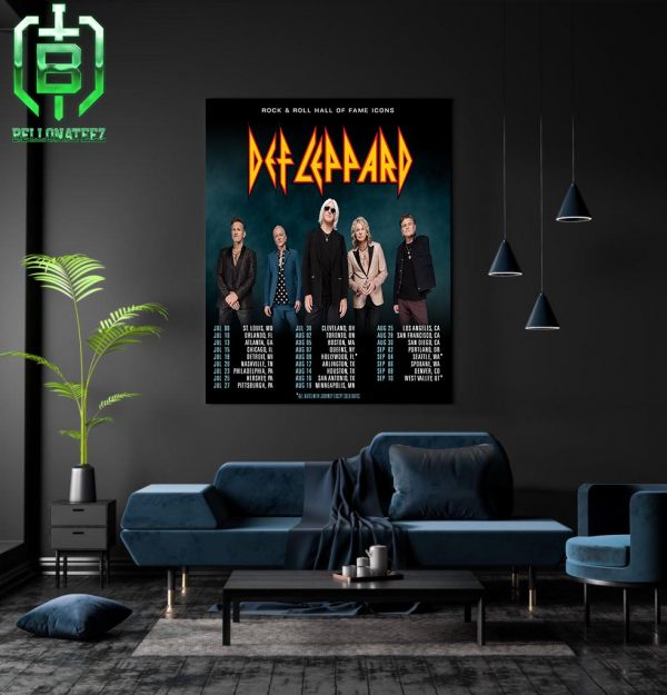 Official Poster Def Leppard Rock And Roll Hall Of Fame Icons Journey Summer Stadium Tour 2024 Home Decor Poster Canvas