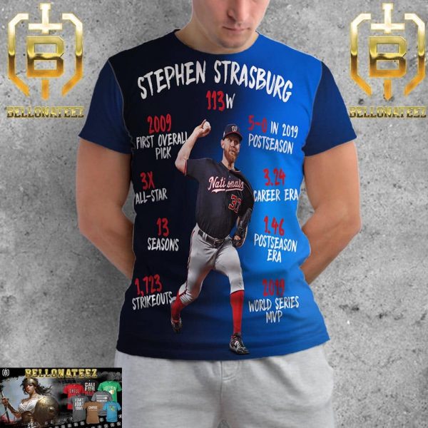 One Memorable Career For Stephen Strasburg For Washington Nationals In MLB All Over Print Shirt