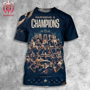 Paris Saint-Germain Parisiens Champions Ligue 1 Champions 12 Titres 50 Trophies All Over Print Shirt