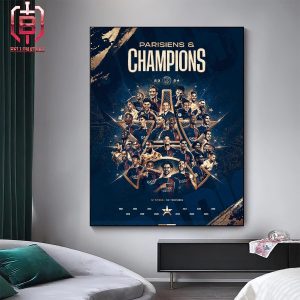 Paris Saint-Germain Parisiens Champions Ligue 1 Champions 12 Titres 50 Trophies Home Decor Poster Canvas