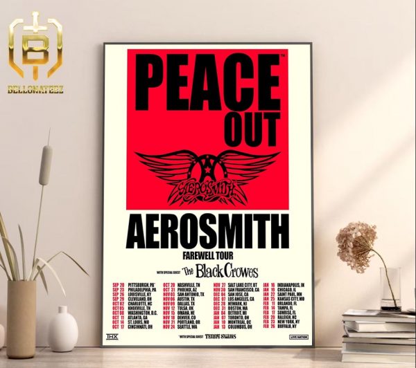 Peace Out Aerosmith Farewell Tour With Special Guest The Black Crowes Teddy Swims Home Decor Poster Canvas