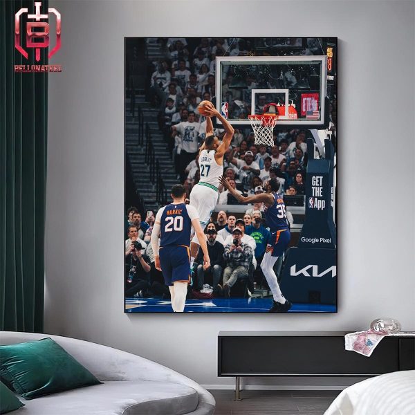 Rudy Gobert Minnesota Wolves Dunk Over Kevin Durant In Wolves Versus Suns Match NBA Playoffs 2023-2024 Home Decor Poster Canvas