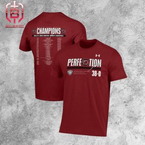 South Carolina Gamecocks Under Armour 2024 NCAA Women’s Basketball National Champions Perfection Schedule All Over Print Unisex T-Shirt