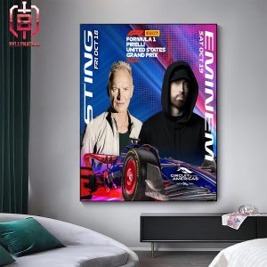 Sting And Eminem Will Headline The Germania Insurance Super Stage At The 2024 Formula 1 Pirelli United States GP On October 18-20th Home Decor Poster Canvas