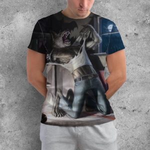 Tortured Wolf Man Werewolf Ripping Clothes In Frustration All Over Print Shirt