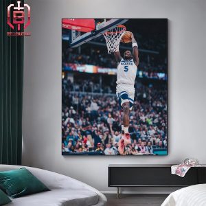 Anthony Edwards Fast Break Dunk And Wolves Blow Out Nuggets In Western Semifinals NBA Playoffs 2023-2024 Home Decor Poster Canvas