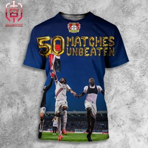 Celebration 50 Matches Unbeaten Of Bayer 04 Leverkusen Bundesliga Champions All Over Print Shirt