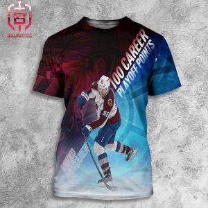 Celebration Mikko Rantanen Colorado Avalanche With His 100 Career NHL Playoff Points All Over Print Shirt