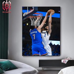 Chet Holmgren Block Dereck Lively II To Protect The Rim In Game 2 Western Semifinals Versus Dallas NBA Playoffs Season 2023-2024 Home Decor Poster Canvas