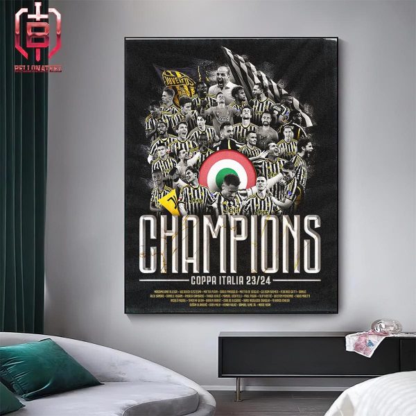 Congratulations Juventus Is The Coppa Italia 23-24 Campioni 15th Champions In History Home Decor Poster Canvas
