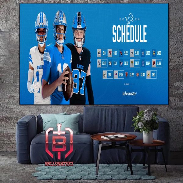 Detroit Lions Announced Their New Season NFL 2024 Schedule Home Decor Poster Canvas