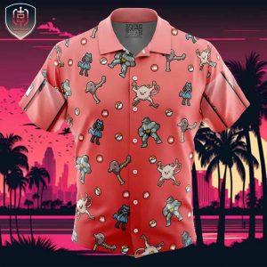 Fighting Type Pattern Pokemon Beach Wear Aloha Style For Men And Women Button Up Hawaiian Shirt