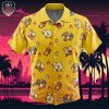 Fire Type Pattern Pokemon Beach Wear Aloha Style For Men And Women Button Up Hawaiian Shirt