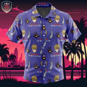 Genos One Punch Man Beach Wear Aloha Style For Men And Women Button Up Hawaiian Shirt