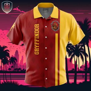 Gryffindor Harry Potter Beach Wear Aloha Style For Men And Women Button Up Hawaiian Shirt