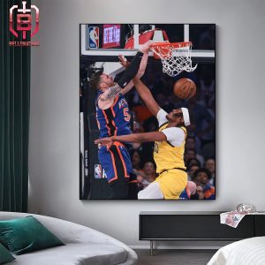 Isaiah Hartenstein Poster Dunk On Myles Turner Knicks Lead 3-2 After Blow Out Pacers Game 5 Eastern Semifinals NBA Playoffs 2023-2024 Home Decor Poster Canvas