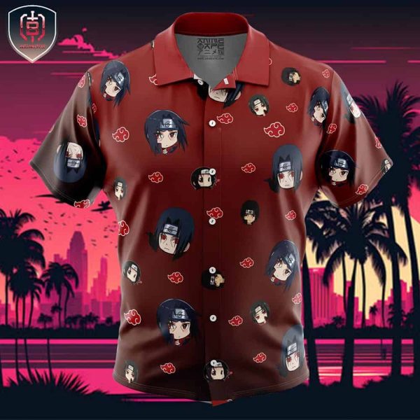 Itachi Uchiha Pattern Naruto Beach Wear Aloha Style For Men And Women Button Up Hawaiian Shirt