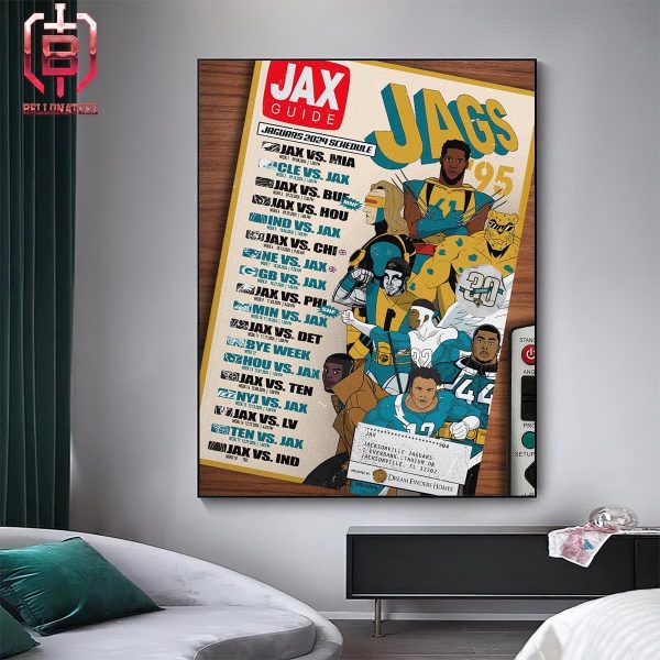 Jacksonville Jaguars Jags 95 Announced Their New Season NFL 2024 Schedule X-Men 97 Style Home Decor Poster Canvas
