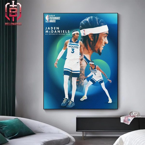 Jaden McDaniels Is The 2023-24 Kia NBA All Defensive Second Team Home Decor Poster Canvas