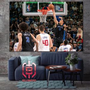 Josh Green Alley Oop Dunk From Kyrie Irving Lob Pass In Game 6 Mavericks Versus Clippers NBA Playoffs Season 2023-2024 Home Decor Poster Canvas