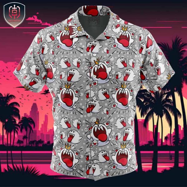 King Boo and Boo Ghosts Super Mario Bros Beach Wear Aloha Style For Men And Women Button Up Hawaiian Shirt