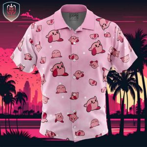 Kirby Pattern Beach Wear Aloha Style For Men And Women Button Up Hawaiian Shirt