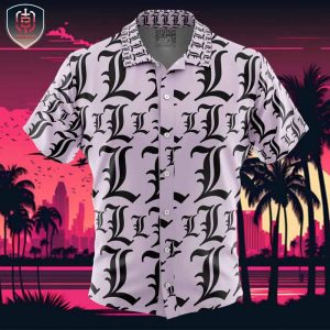 L Symbol Death Note Beach Wear Aloha Style For Men And Women Button Up Hawaiian Shirt