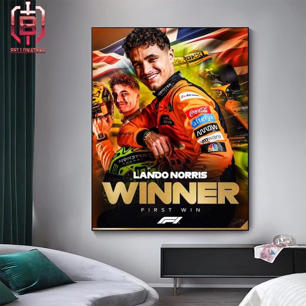 Lando Norris Wins The Miami Grand Pix 2024 Maiden Win For The Mc Laren F1 Driver Home Decor Poster Canvas
